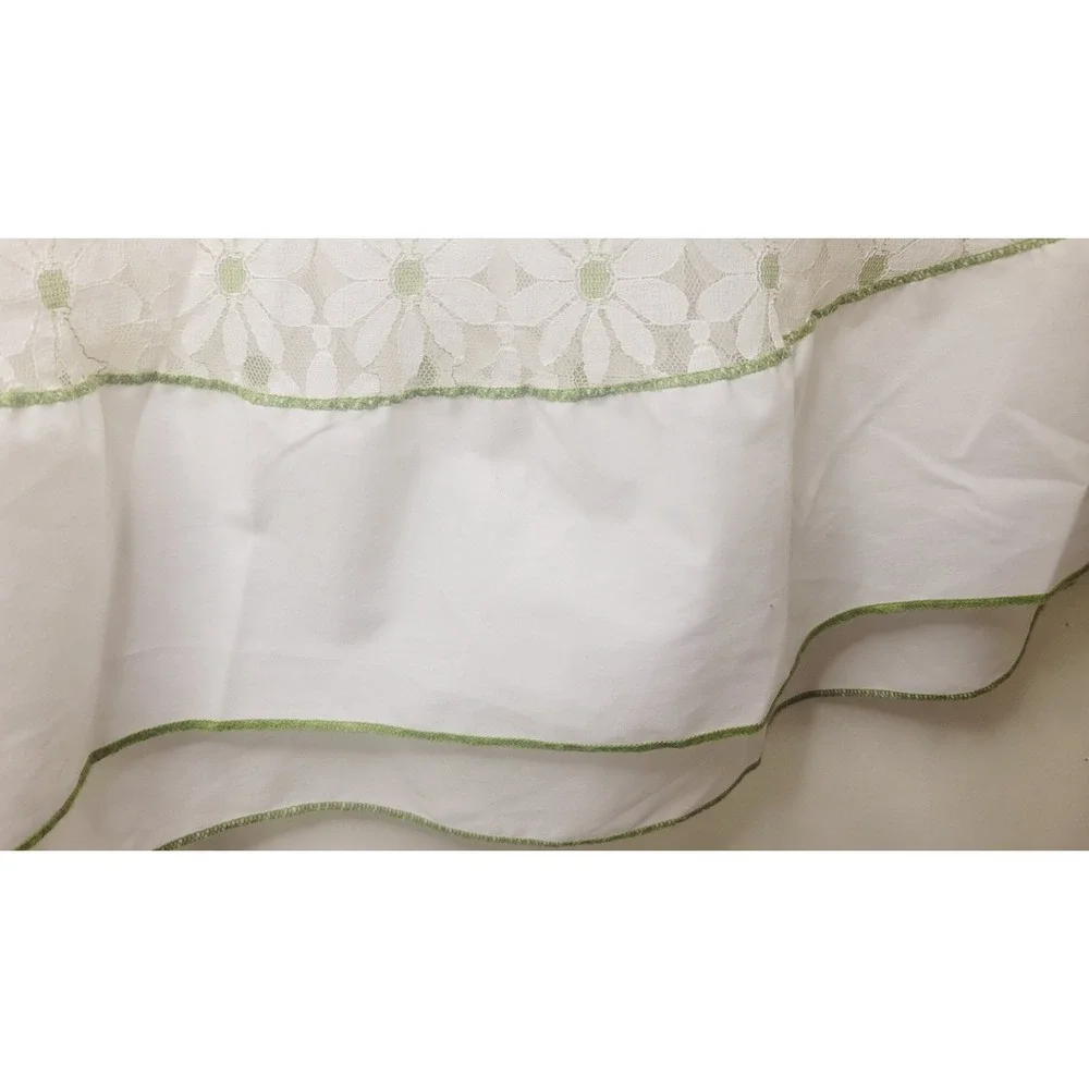 Vintage 60s 70s Round Lace Tablecloth & Apron Daisies Yellow Green White Retro‎